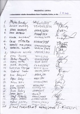 prezenčná listina z 2.12.2006
